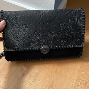 Black suede and leather Zara crossbody messenger bag